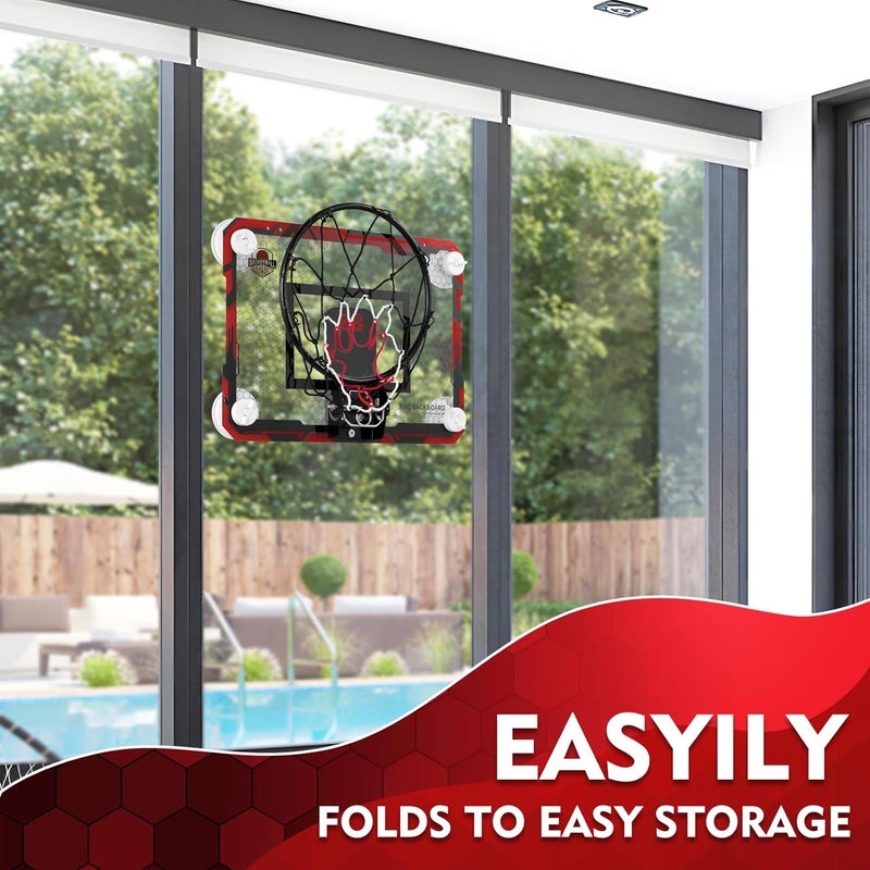 BOHEN Indoor Mini Basketball Hoops with Powerful Suction Cup, Stick to Windows, Wooden Doors, Smooth Walls - Basketball Backboard Indoor Bedroom Office for Kids Teens Adults - Image 4